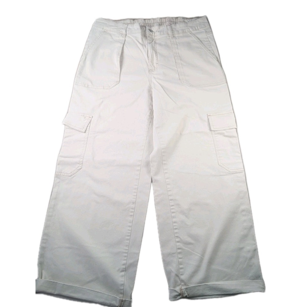 Y2K FASHION Wild Fable Cream Cargo Pants Women's Large Wide Utility Cropped Pant